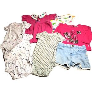 Lot of Baby Girl 12 Month Clothing 7 Pieces Miniville Carter's Okie Dokie Lucky